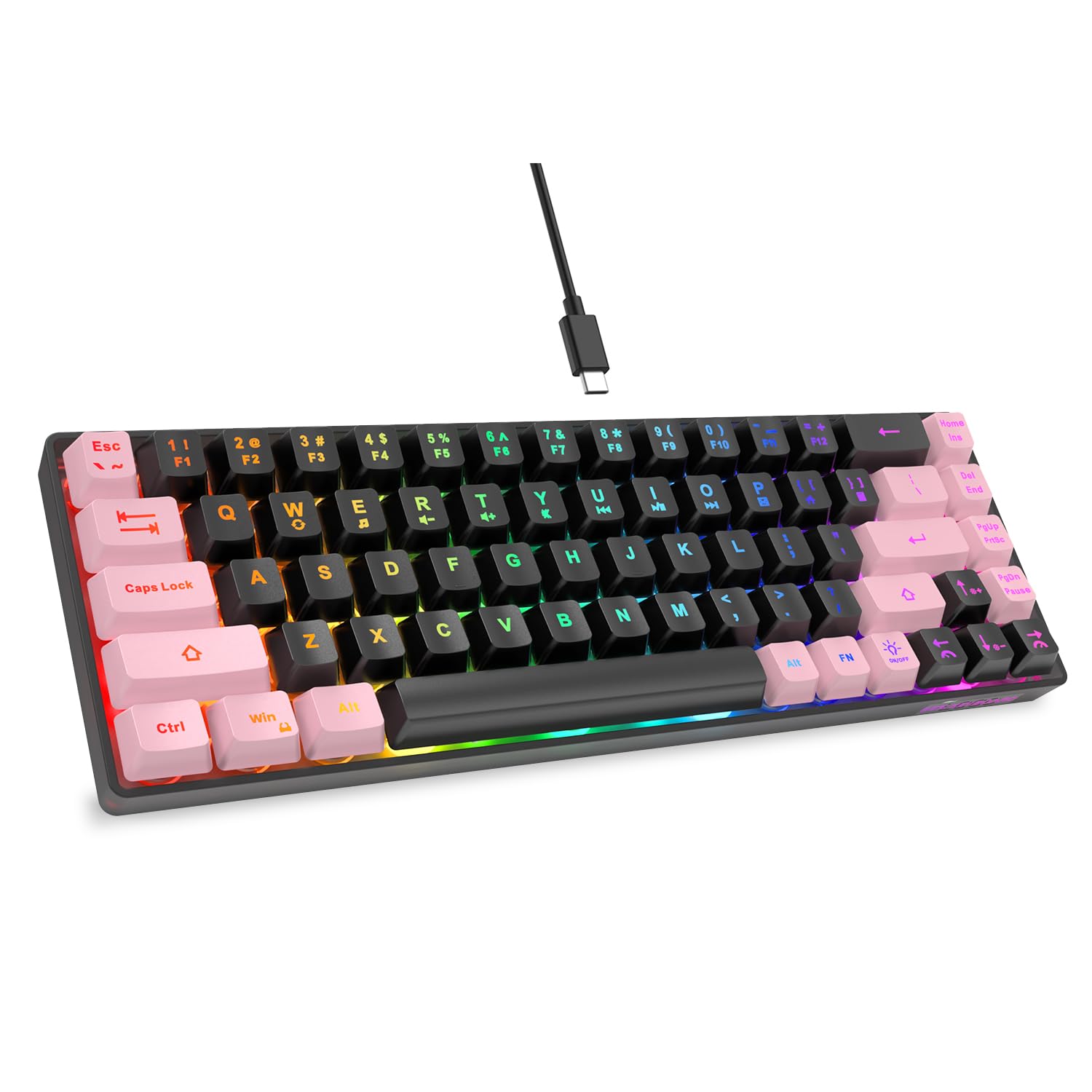 GEODMAER 65% Wired Gaming Keyboard (Black-Pink)-picture-26