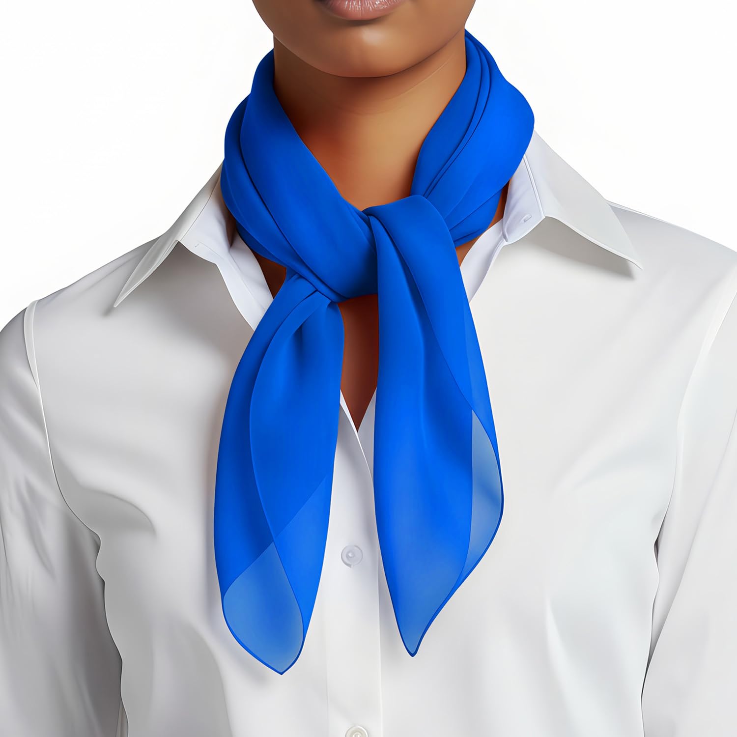 Basic Sense Women's Royal Blue Lightweight Chiffon Square Scarf For Retro Neckerchief Bandana & Hair Tie,