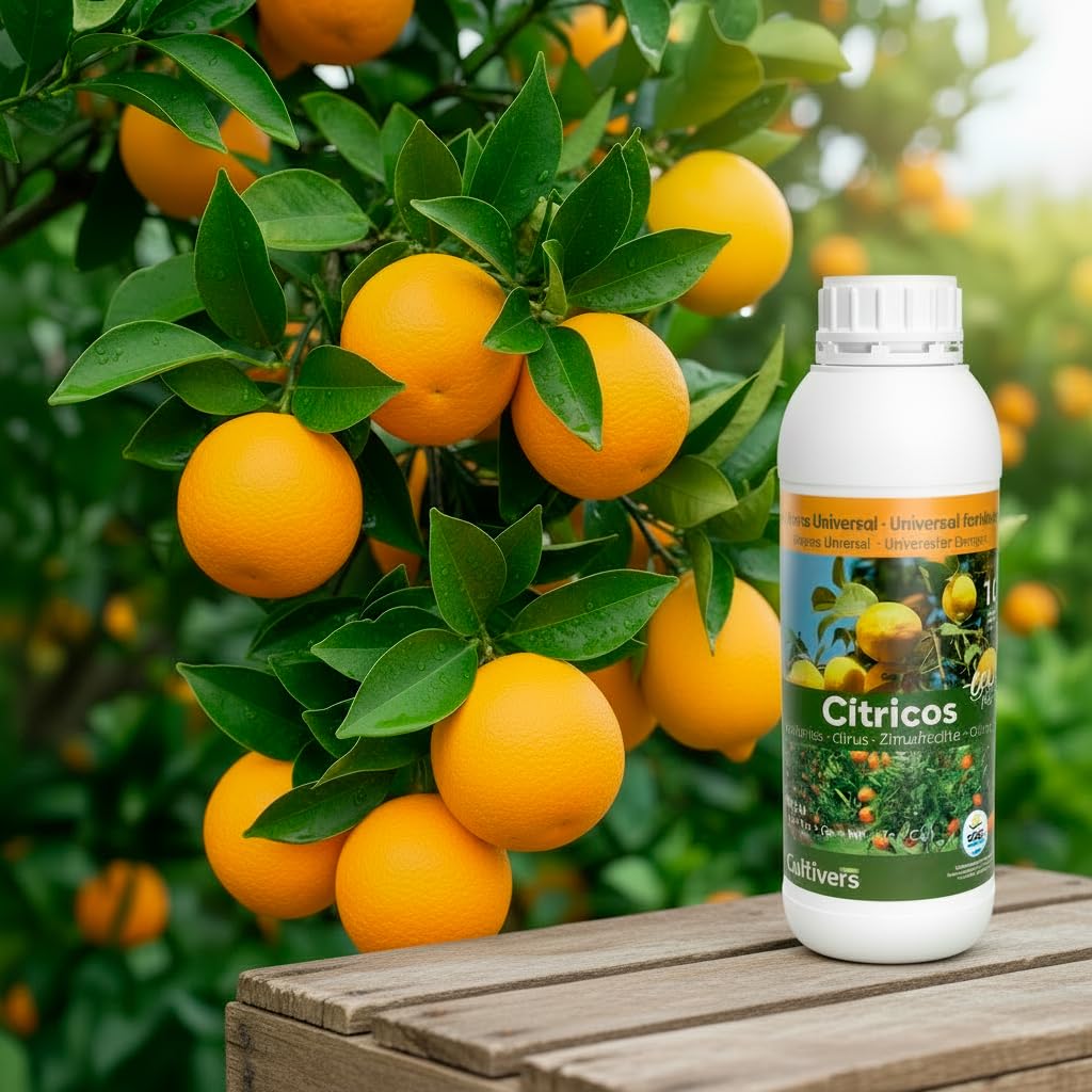 CULTIVERS Bio-Flüssigdünger für Zitrusfrüchte 5 L NPK Eisen Zink Kupfer Mangan Molybdän Bor + 6% Aminosäuren | Dünger für Zitronen-, Orangen-, Mandarinen- und Grapefruitbäume