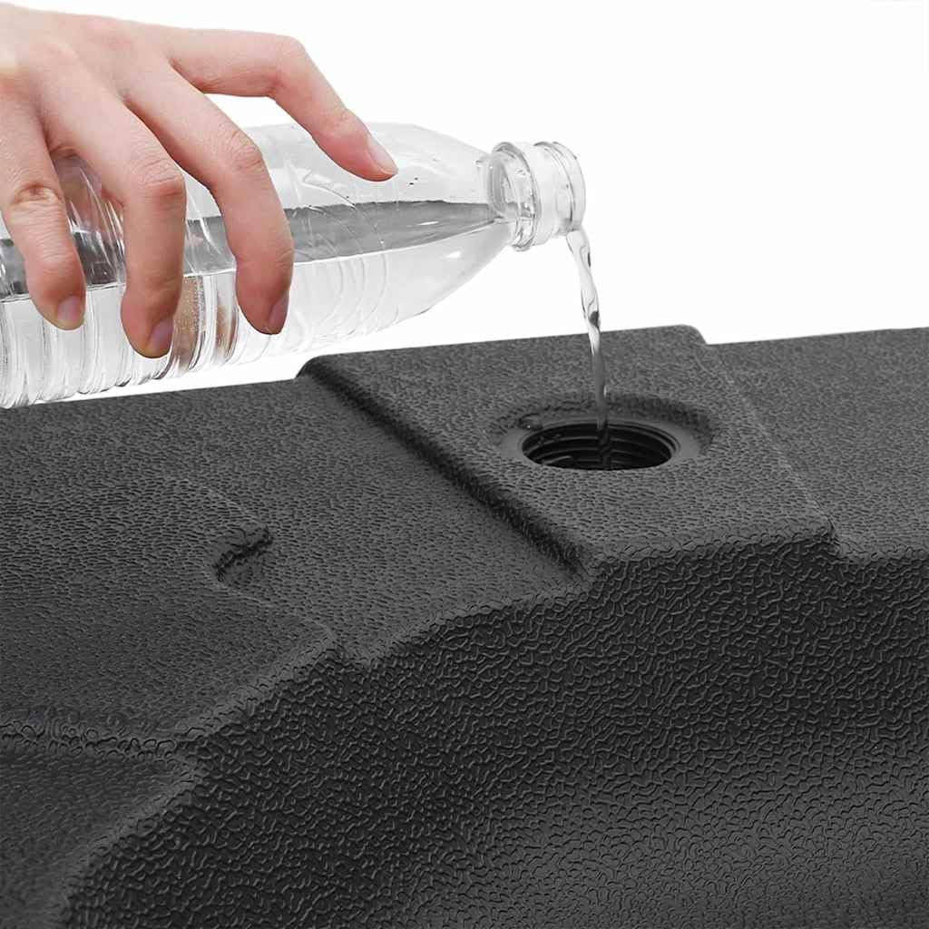Base per Ombrellone a Dondolo Nero in Polietilene Alta Densità 88,5 x 88,5 x 12 cm 2 Pezzi Portatile Stabile per Terrazza Giardino e Patio