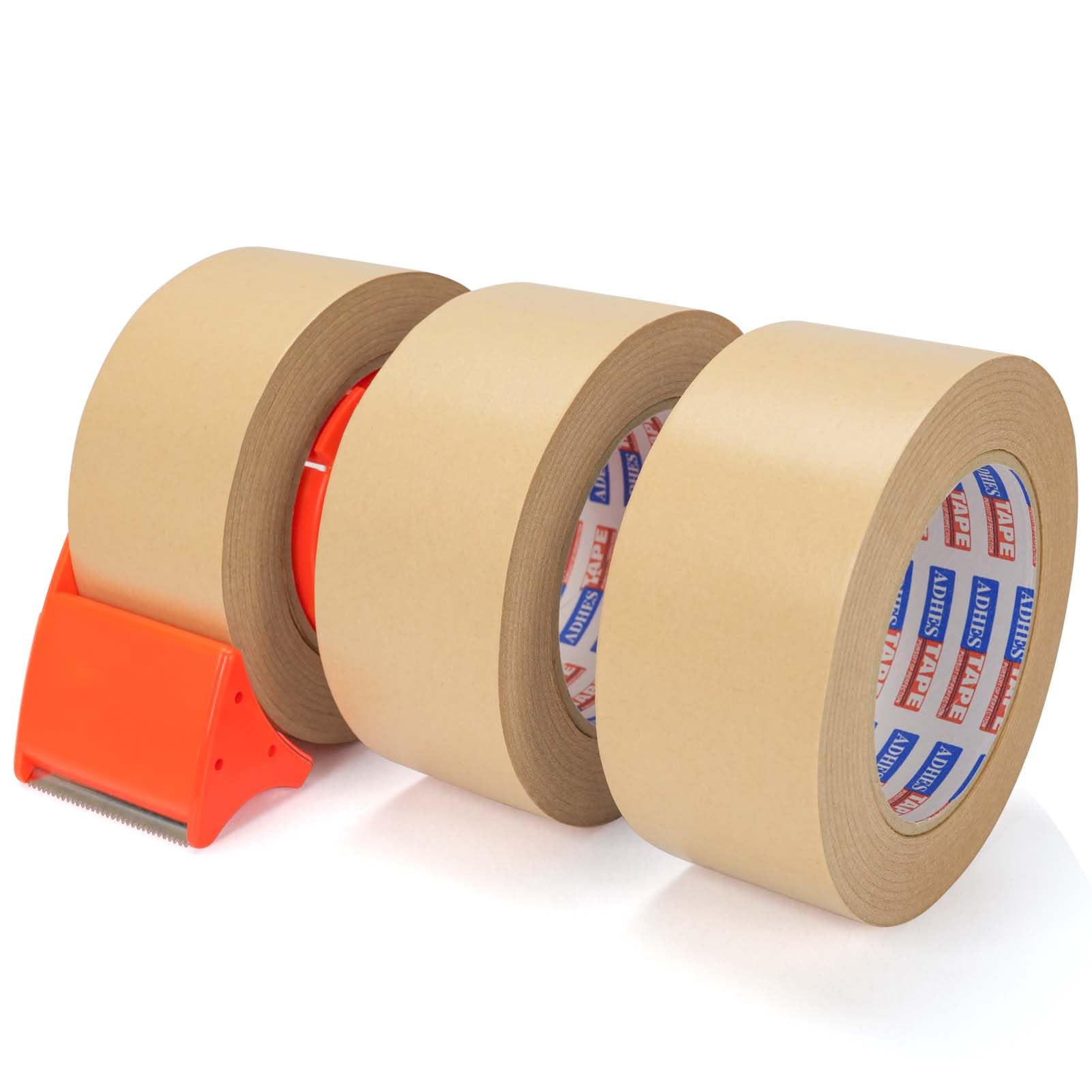 ADHES Laminated Kraft Paper Tape With Cutter 50mm x 50m 3 ROLLS
