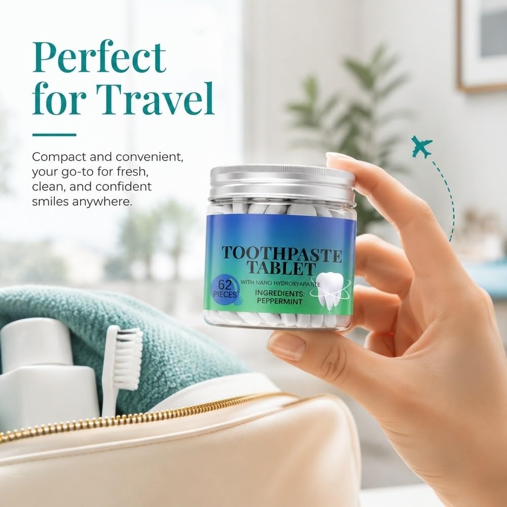 Compresse Di Dentifricio Solido Masticabili Alla Menta Fresca Pulizia | 60 Compresse For La Pulizia Orale Da Viaggio Senza Nano Idrossiapatite(3pcs)
