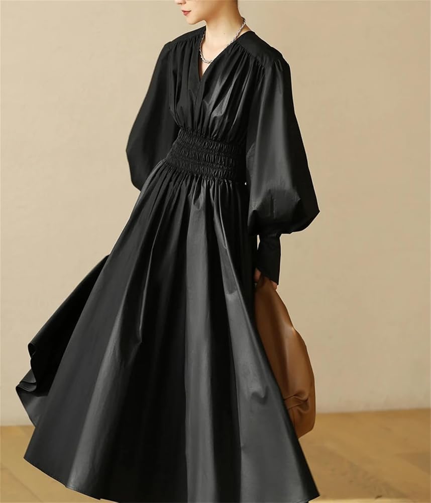 LAYERED BALLOON HEM DRESS ブラック Comme des Garçons Satin High Neck Balloon Hem Dress - Black