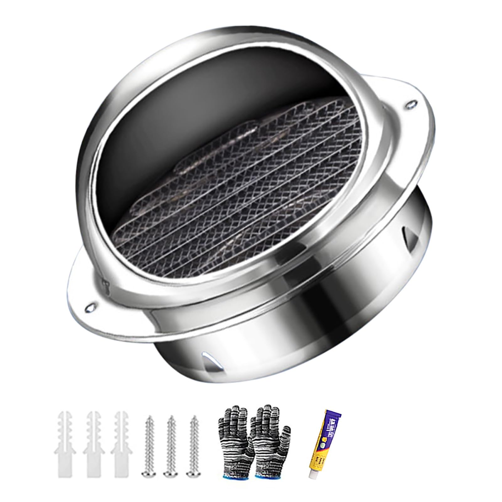 Edelstahl Entlüftungsgitter Mit Insektenschutz - Rund 50-300mm Für Wand & Decke