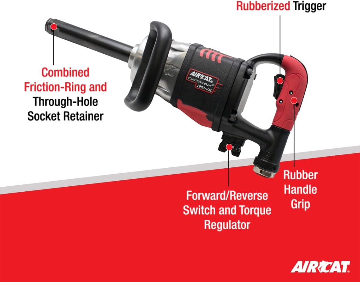 AIRCAT Pneumatic Tools 1993-VXL: 1-Inch Vibrotherm Drive Composite Straight Impact Wrench 2,300 ft-lbs - 7-Inch Extended Anvil