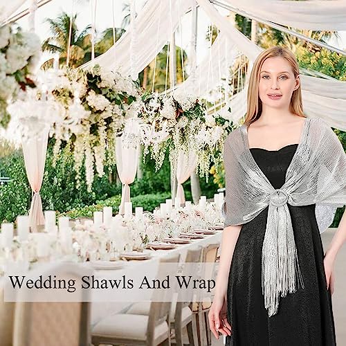 Sparkling Metallic Shawls And Wraps With Buckle Tassels Scarf Stole For Evening Party Dresses Wedding Bridal Prom4