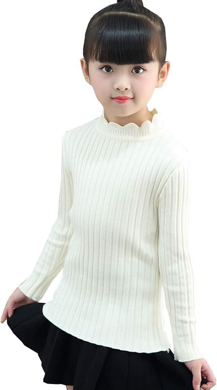 Amazon Yw キッズ ニットセーター 女の子 秋冬 普通 裏起毛 セーター ネック 花 無地 可愛 ベビー服 長袖 通学 通園 子供服 4色 110 1 130 140 150 160 ガールズ 通販