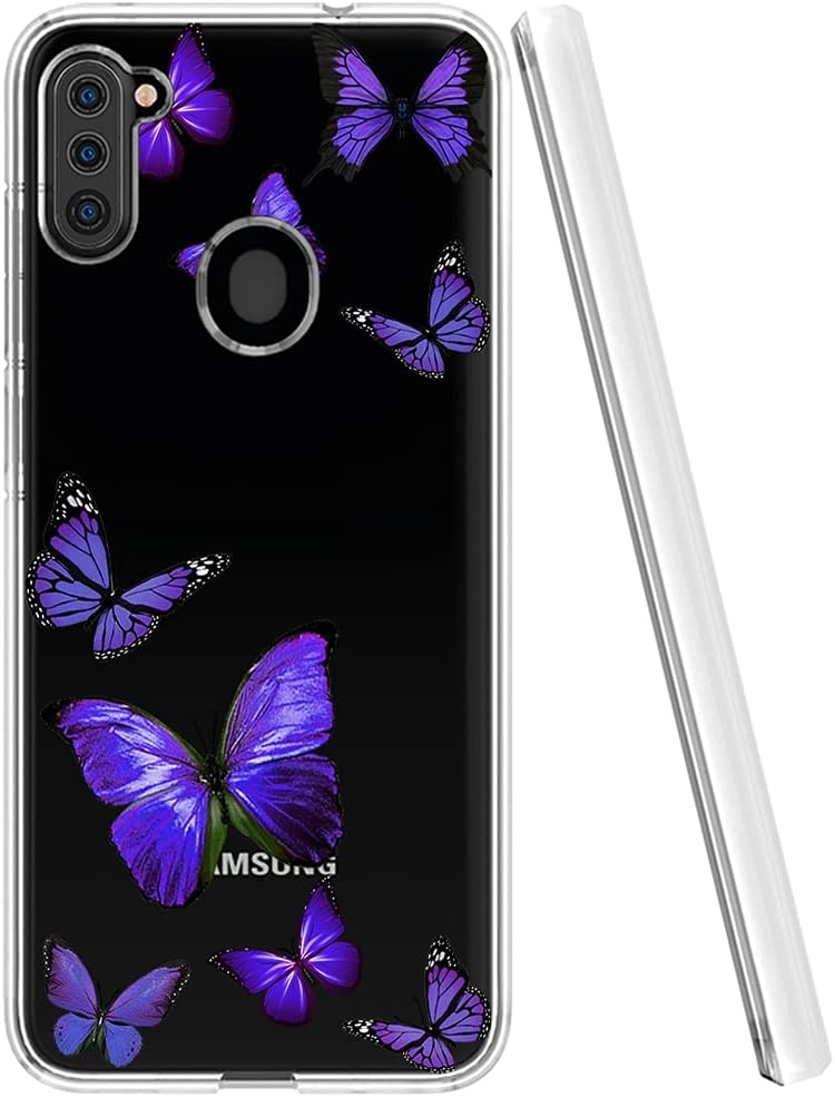 Case for Galaxy A11, Samsung A11 Case for Girls Women, Slim Shockproof Clear Pattern Soft Flexible TPU Back Phone Protective Cover Cases for Samsung Galaxy A11 (Purple Butterfly) image 3
