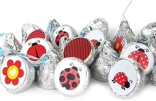 Etiquetas de mariquita para Hershey's Kisses Chocolates - Calcomanías para fiesta de cumpleaños y baby shower - Juego de 240
