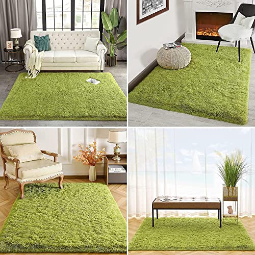 Image of Urban Modern Decor Featuring Soft Shaggy Carpet & Rug for Your Bedroom and Livingroom [Size- 2x6 feet & Color-Green].