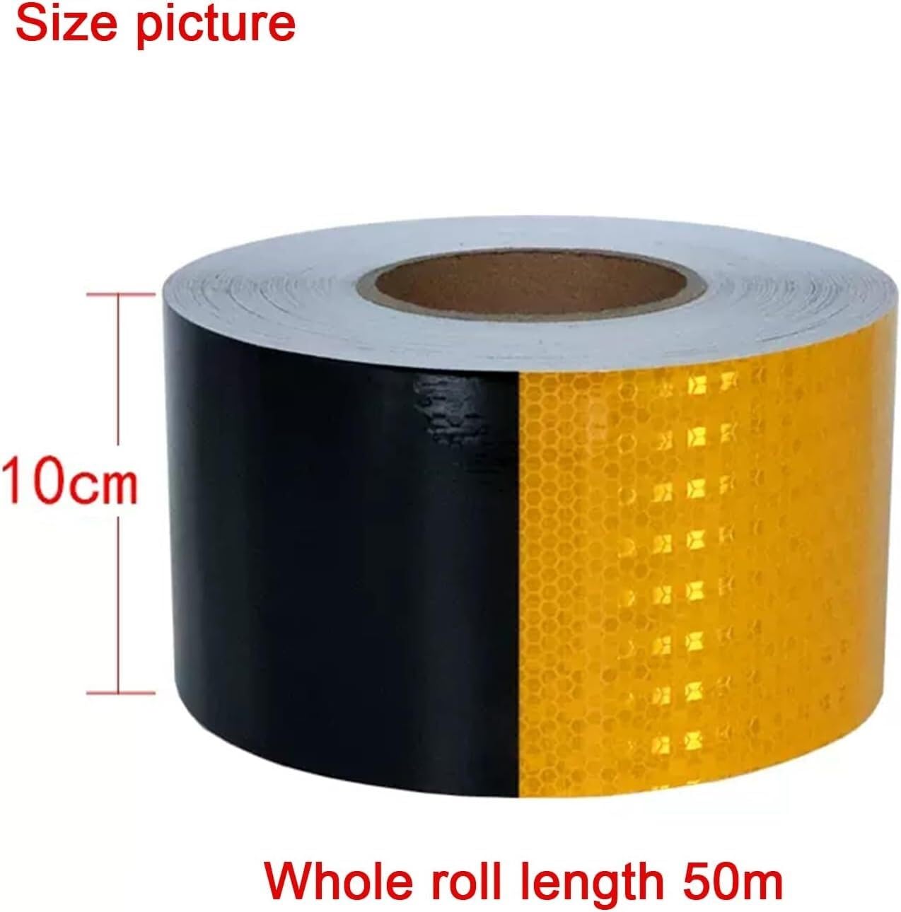 Taśma ostrzegawcza odblaskowa, Taśma odblaskowa samoprzylepna wielokolorowa, różne rozmiary, PVC, 50 m(Red White,15 cm x 50 m)
