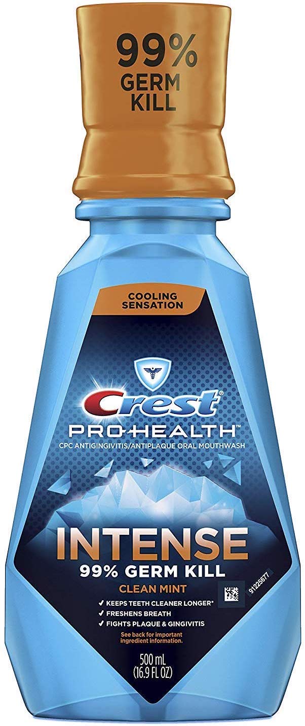 Crest Pro Health Intense Mouthwash with CPC (Cetylpyridinium Chloride), Clean Mint, 16.8 Fluid Ounce (Pack of 4) : Health & Household