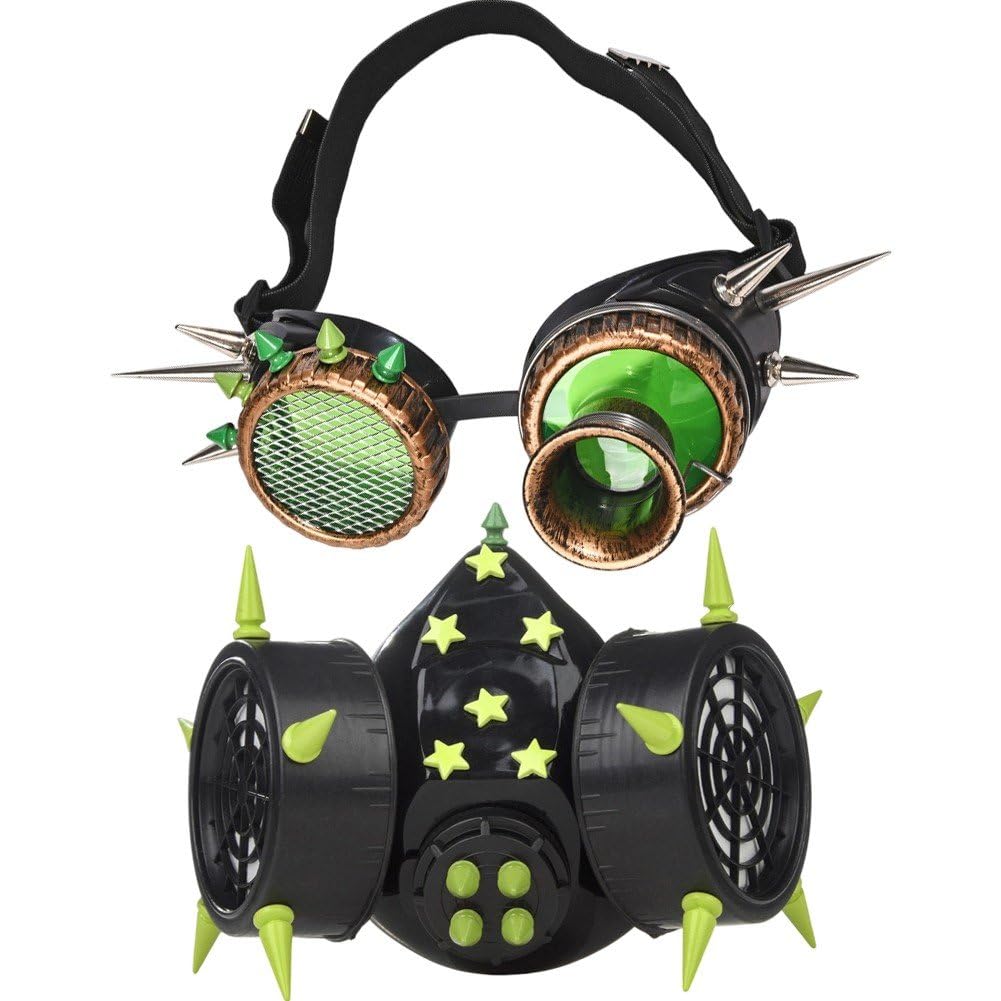 Sanfly Steampunk Gas Goggles Mask Gothic Punk Spike Mask Halloween Gas Mask for Masquerade Carnival Cosplay Props