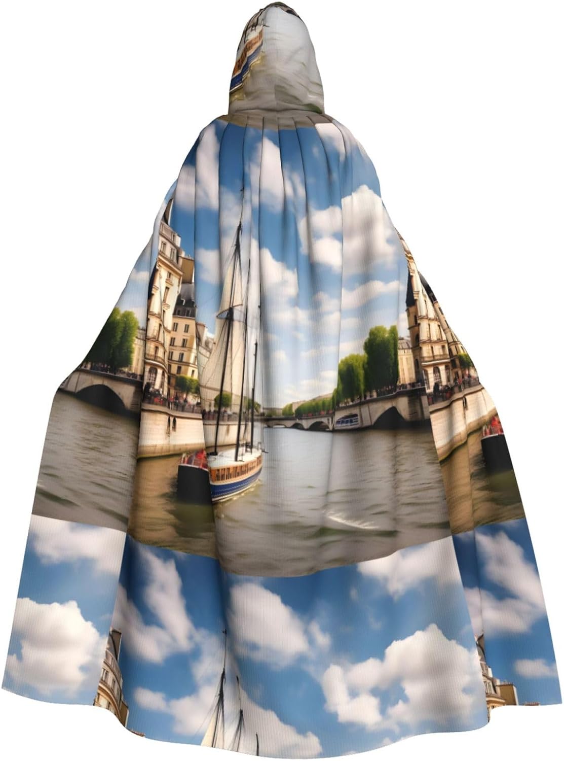 Seine Sailing Men Women Halloween Role Play Party Decoration Hooded Poncho Black