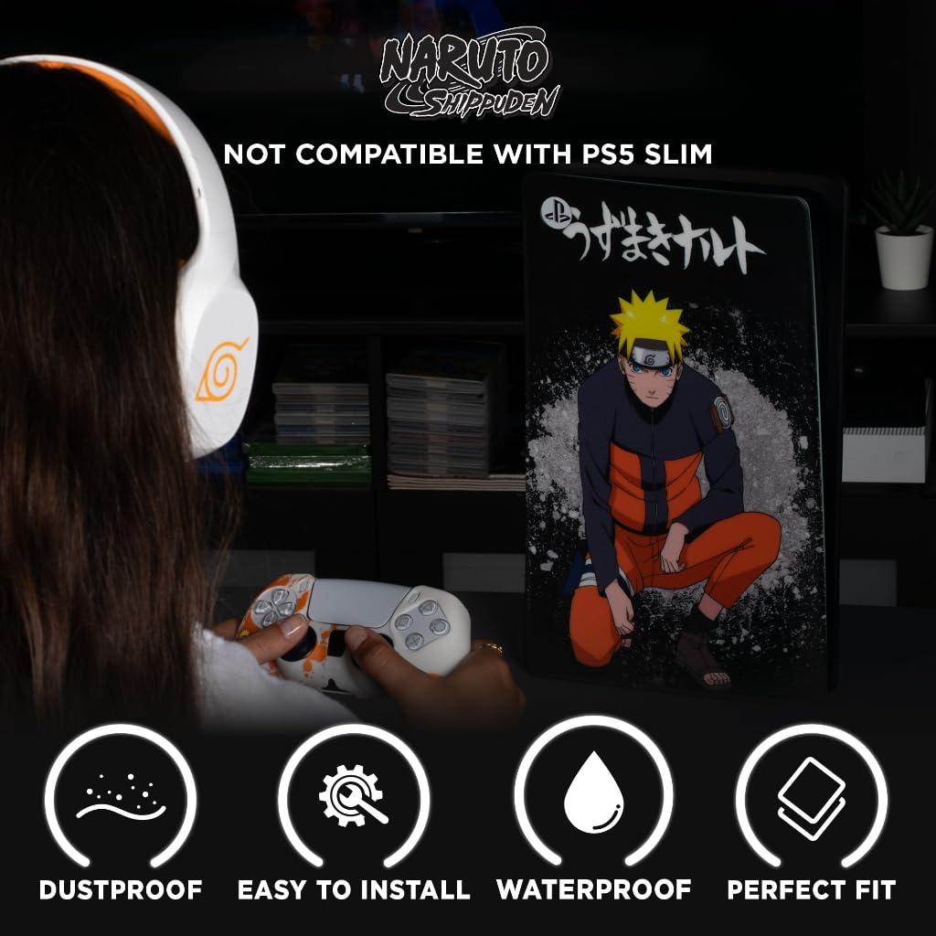Konix Naruto Shippuden Custodia protettiva per console PS5 - Silicone - Antiurto - Antigraffio - Disegno Naruto - Nero