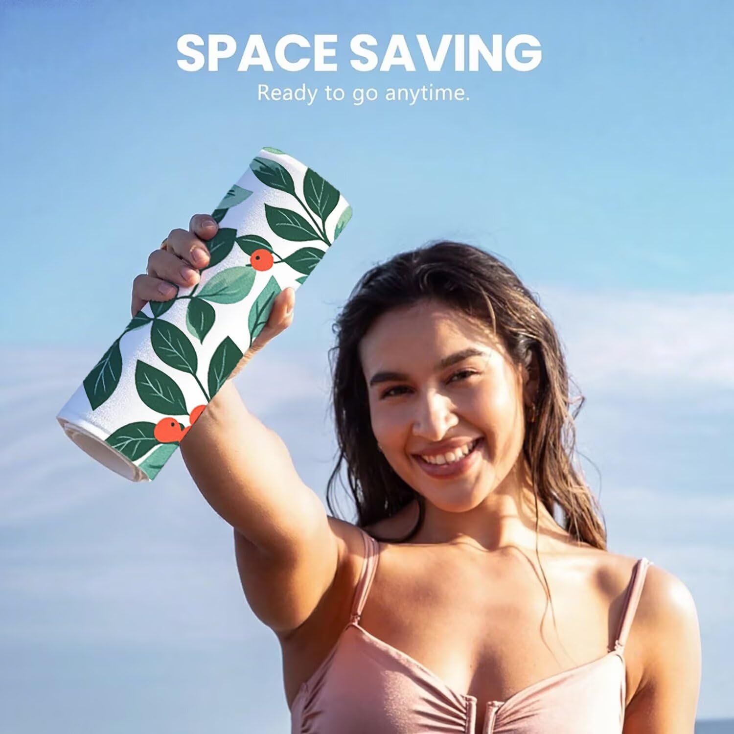 Toalla Playa Microfibra 150x200 Hoja Diseño Super Absorbente Sin Arena Toalla Playa, con Cuerda Elástica, Ligero, Hombre, Mujer Ideal Toallas de Baño, Aplicable Gimnasio,Viajes, Natación, Verde p-352