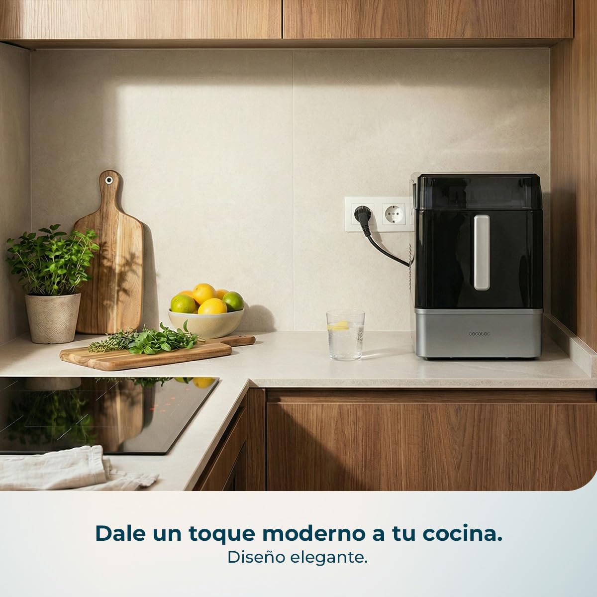 Cecotec Máquina de Hacer Hielo Chillin' Ice 2300. 23kg/24h, Depósito Hielo 1,8kg, Depósito Agua 2L, Compresor con Enfriamiento por Aire, Cubitos Sólidos, Hielo Siempre Disponible