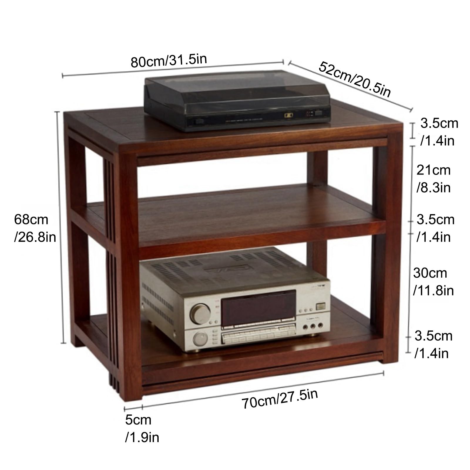 Moderner AV-Ständer aus Holz für TV und Plattenspieler, multifunktionales Unterhaltungsregal für Wohnzimmer und Spielzimmer, stilvolle Aufbewahrungslösung (80 x 68 cm)