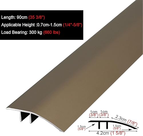 Miniatura 3 de Kunovo Tiras de transición de suelo cortables, tiras de umbral de aluminio para conectar pisos de madera a azulejosalfombraslaminados, tira de borde