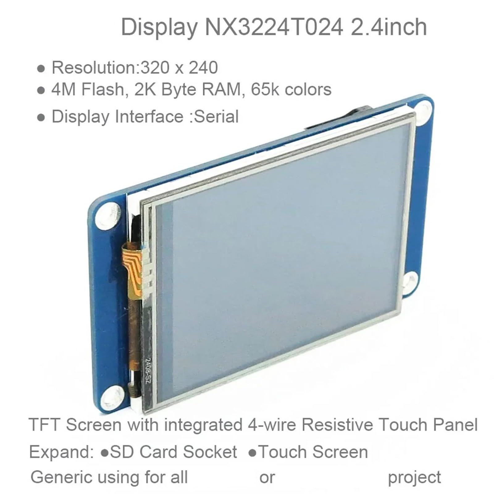2, 4-Zoll Nextion LCD Anzeigemodul 320 x 240 Resistiv mit UART