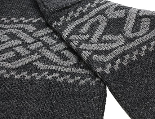 Men’s Aran Wool Sweater Celtic Design Made in Ireland XL Charcoal3