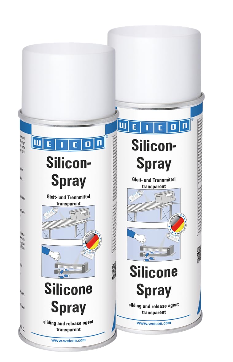 WEICON Silicon-Spray 400 ml | Schützendes Pflege- und Schmiermittel für Kunststoff, Gummi & Metall | transparent 2er Set
