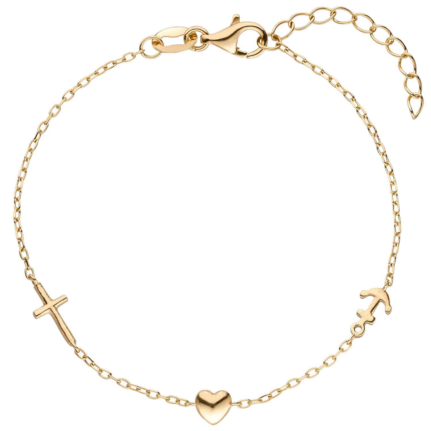 Jobo Damen-Armband Glaube Liebe Hoffnung aus 925 Sterling Silber 19 cm