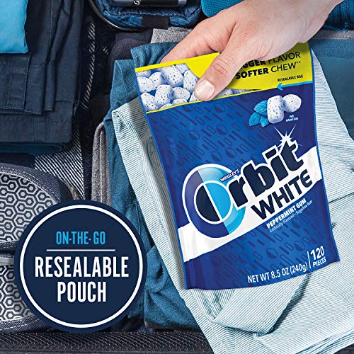 ORBIT WHITE Peppermint Gum - Sugar-Free Chewing Gum, Resealable Bag 120 Pieces, 8 Pack - image 7