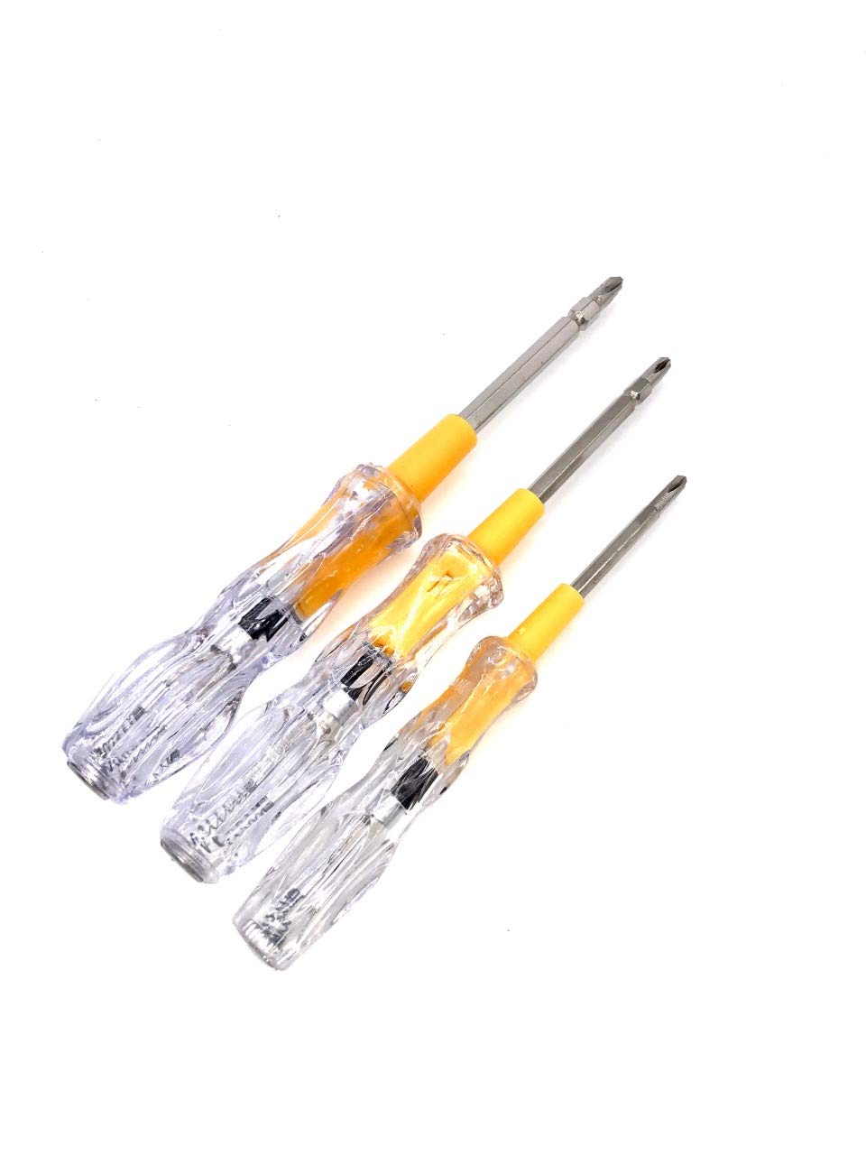 TIJAR Set of 3 Dual Sided Electric Tester Screwdrivers, Star Flat in 3 Different Sizes for Sockets and Computers