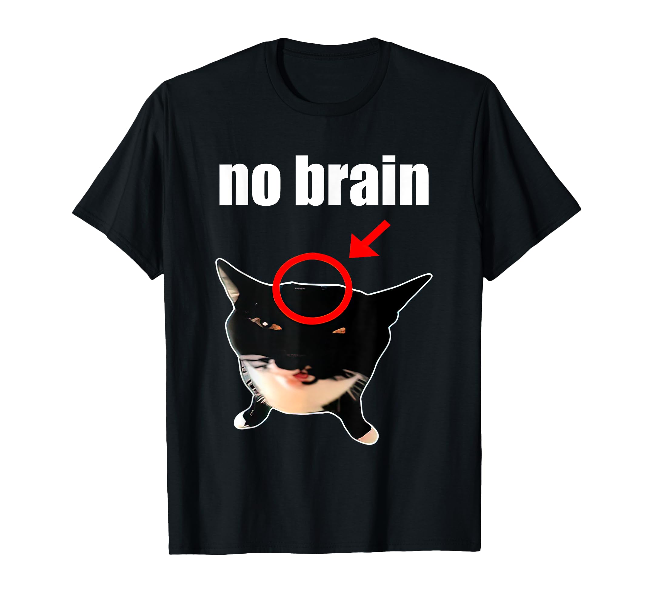 ベリーブレイン　猫T Amazon | ノー・ブレイン・キャット・クリンジー Tシャツ | T