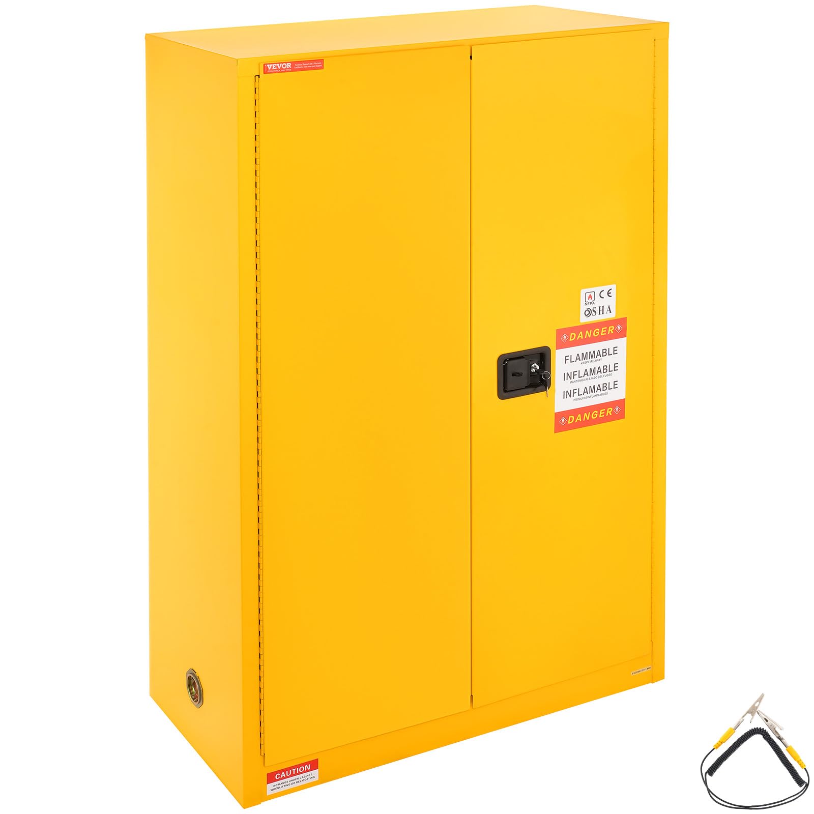 VEVOR Sicherheitsschrank für Brennbare Flüssigkeiten, 45 Gal, Lagerschrank für Brennbare Flüssigkeiten aus Kaltgewalztem Stahl, 1090 x 460 x 1655 mm, Explosionsgeschützt, mit 2 Verstellbaren Regale