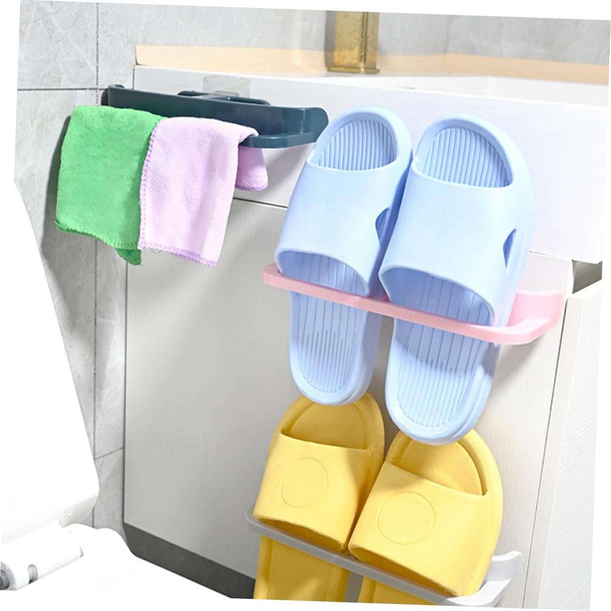 ABOOFAN 5sets Wall Hanging Slippers Holder Adhesive Door Hanger for Shoes Storage 3pcs*5