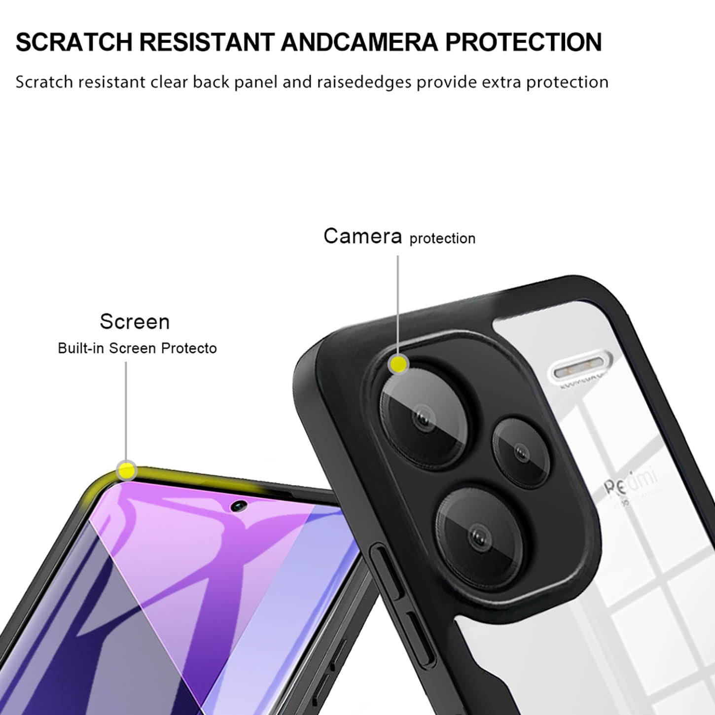 ILING Trasparente Case for Xiaomi Redmi Note 13 Pro+ 5G/Plus 5G, 360° Full  Body Protection Shockproof Cover with Built-in Screen Protector, Ultra Thin