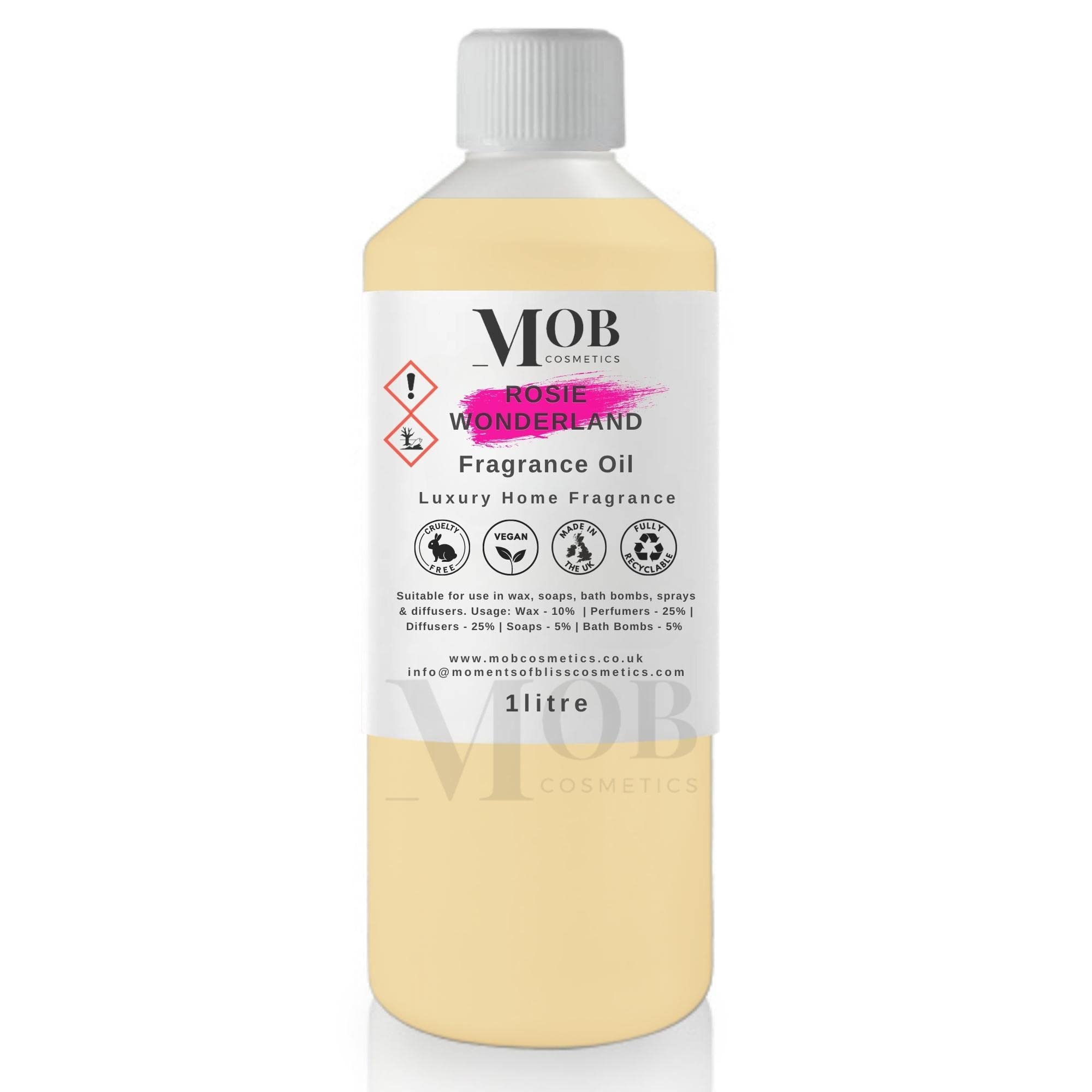 Rosie Wonderland Luxury and Designer Fragrance Oil | Highly Concentrated | Perfect for Candles, Soaps, Bath Bombs, Diffusers, Wax Melts | UK Made | Vegan (Rosie Wonderland, 1litre) — image 1
