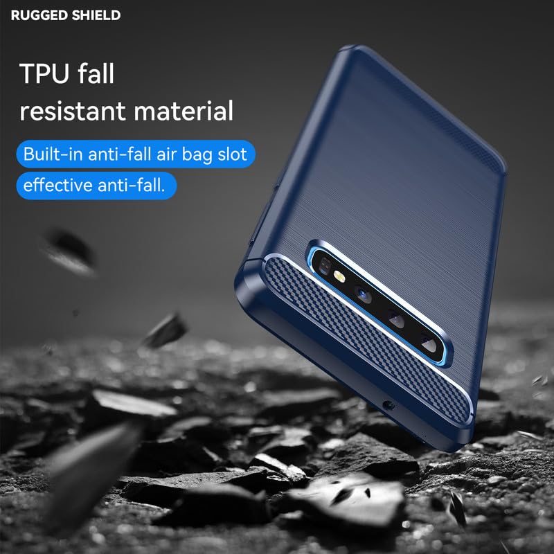 Image of Hybrid Carbon Fiber Back Case for Samsung Galaxy S10 (Blue)