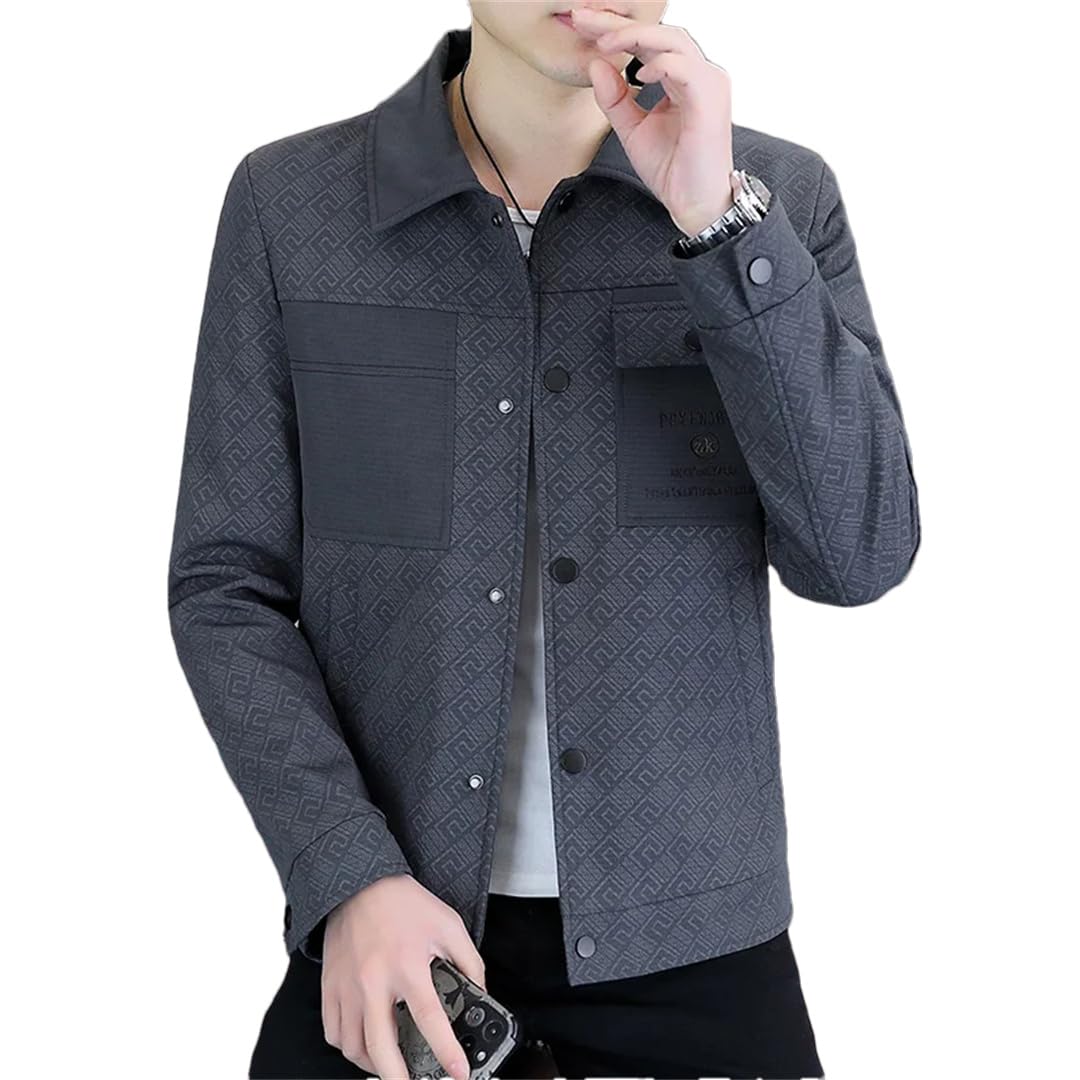 Męska kurtka z długim rękawem klapa biznesowa odzież wierzchnia slim fit towarzyska streetwear wiatrówka kurtka