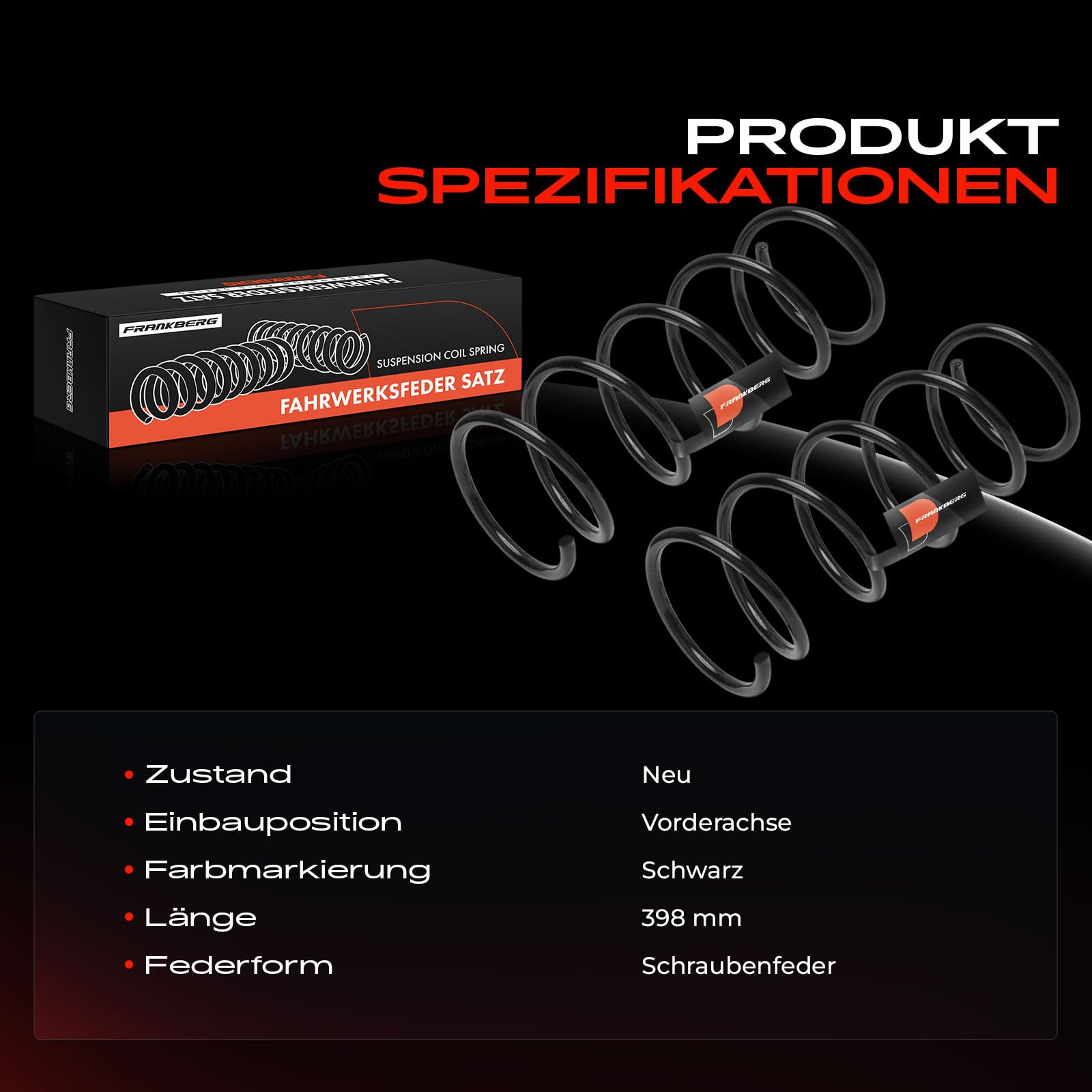 Frankberg 2 ressorts de suspension pour essieu avant 5002RZ | Compatible avec: Partner Combispace 5 G , ,Berlingo/Berlingo First MPV GFK GJK MF ,Partner Fourgon/MPV 5 G