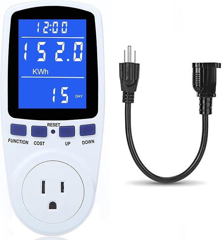 Medidor de vatios actualizado Medidor de potencia Enchufe Monitor de uso de electricidad en el hogar, Consumo del monitor de uso eléctrico, Medidor de amperios de voltaje de energía con retroiluminación, protección contra sobrecarga, pantalla de 7 modos con cable