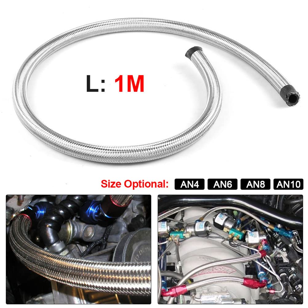 Tubo Carburante Intrecciato,Cpe Tubo Flessibile Per Olio Ad Alta Pressione Linea Di Alimentazione Carburante An4/An6/An8/An10 Tubi Flessibili Intrecciati Tubo Flessibile Per Refrigerante,1 Metro