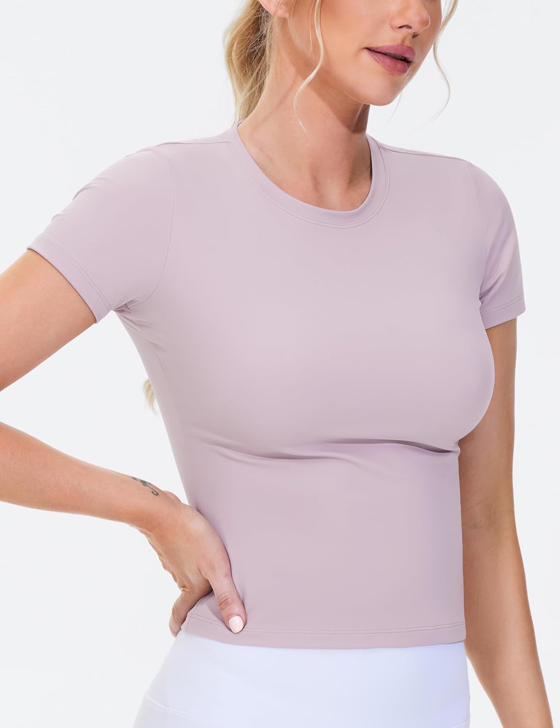 THE GYM PEOPLE Women's Workout Tops Short Sleeve Slim Fit Breathable Athletic Yoga Running Casual Basic Tee Shirts - Image 3