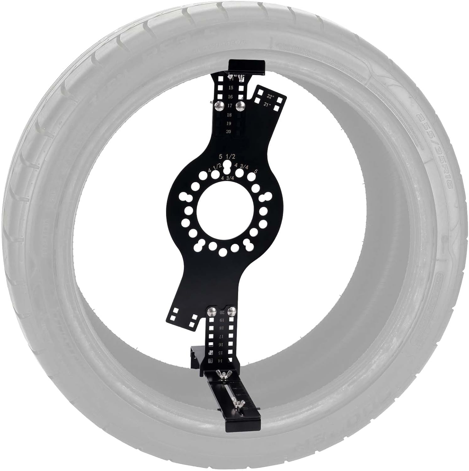 Wheel Fitment Tool and Simulator, Offset Measuring Mockup Tool, Fits 14-22 Inch Rim Diameters and 7-17 Inch Widths, 5-Lug Bolt Pattern