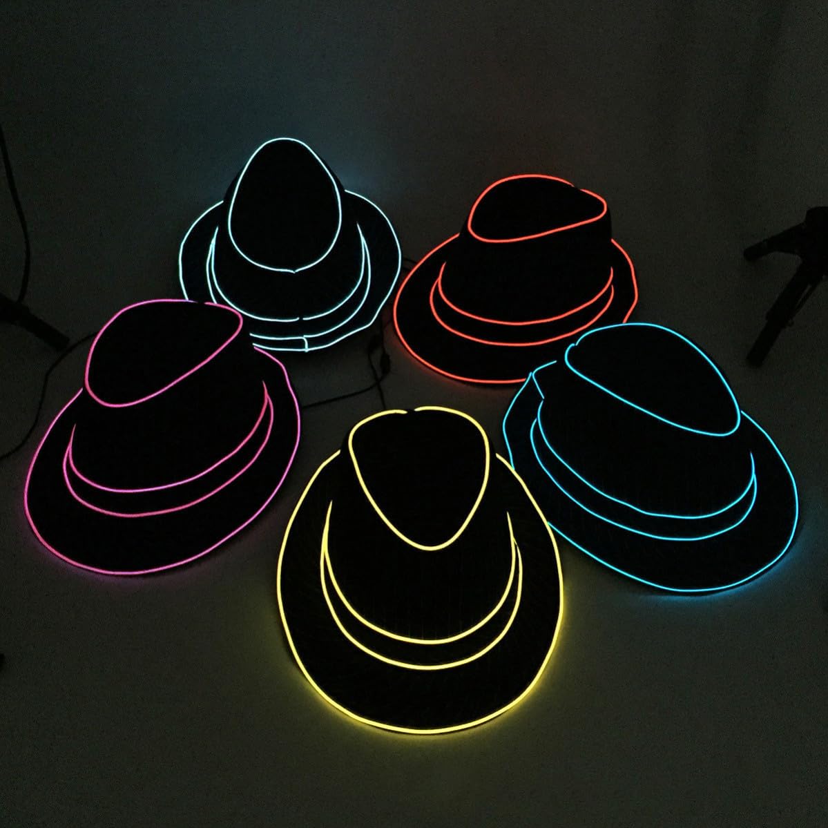 Healvian 2 Stück LED Jazzhut mit 1,5v Schalter, Kunststoff, Weiß, für
