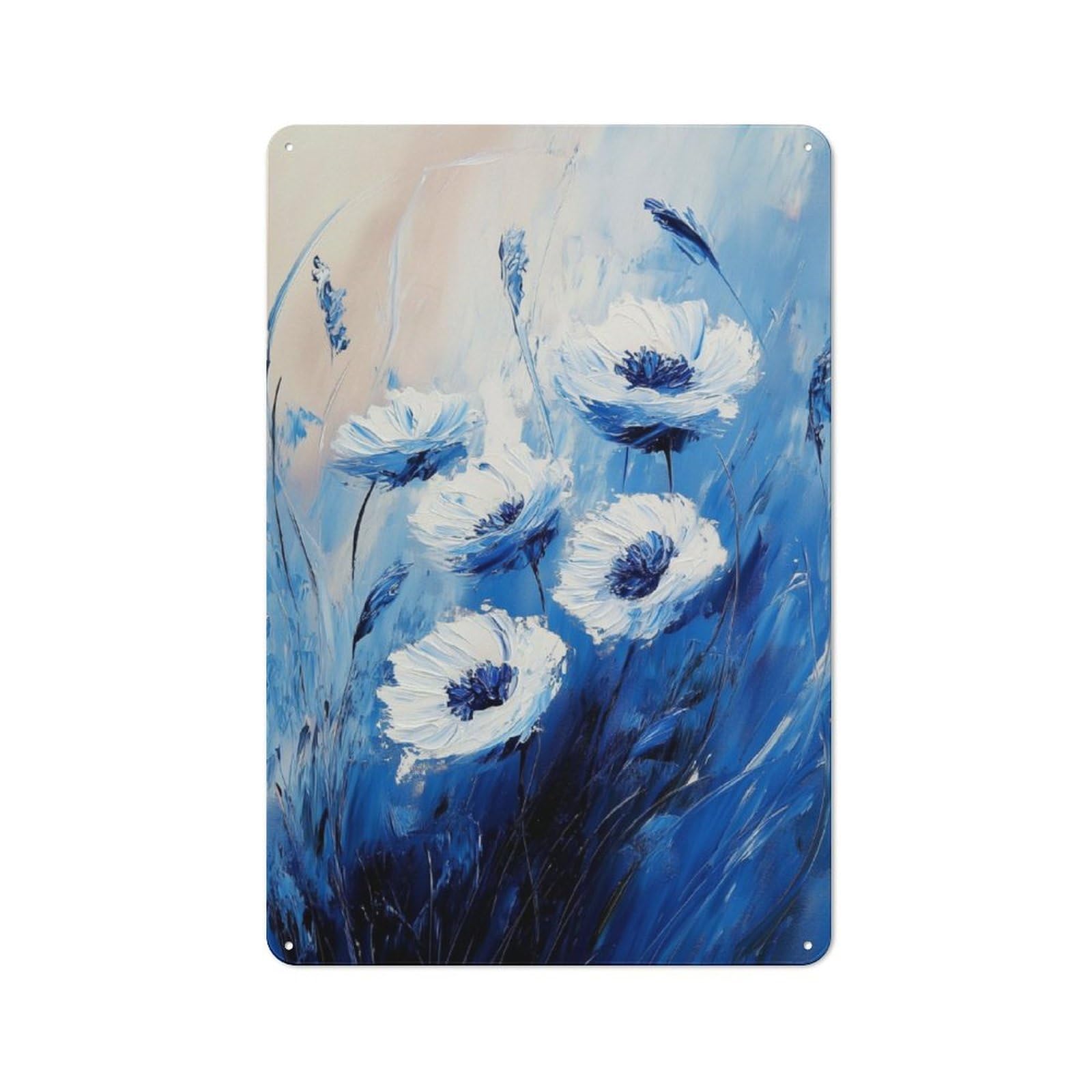 Cornflower Painting Metal Wall Sign 30x20cm, Modern Retro Loft Wall Plaque for Flat, Bar, Studio Or Gallery Wall