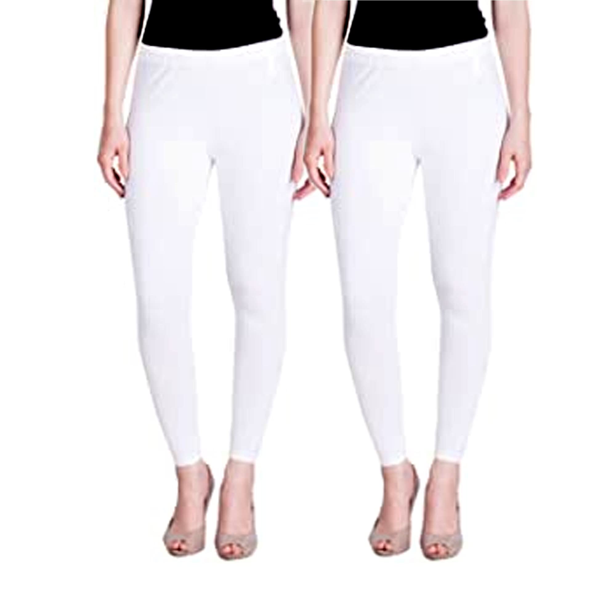 limbda Women's Regular Fit Chudidar Stretchable Cotton Leggings (White & White-XXL) Pack of 2-picture-34