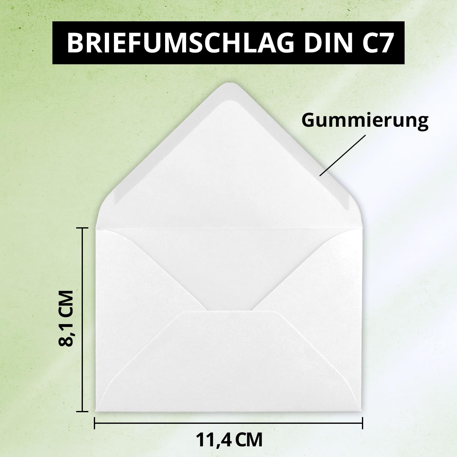 Koperty C7, klapka spiczasta, gumowana 300 Umschläge 10 - Hochweiß