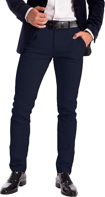 westAce Men's Stretch Chino Trousers - Slim Fit Cotton Spandex Jeans - Stylish, Comfortable Casual Wear - Mid Rise, Machine Washable, Occasions