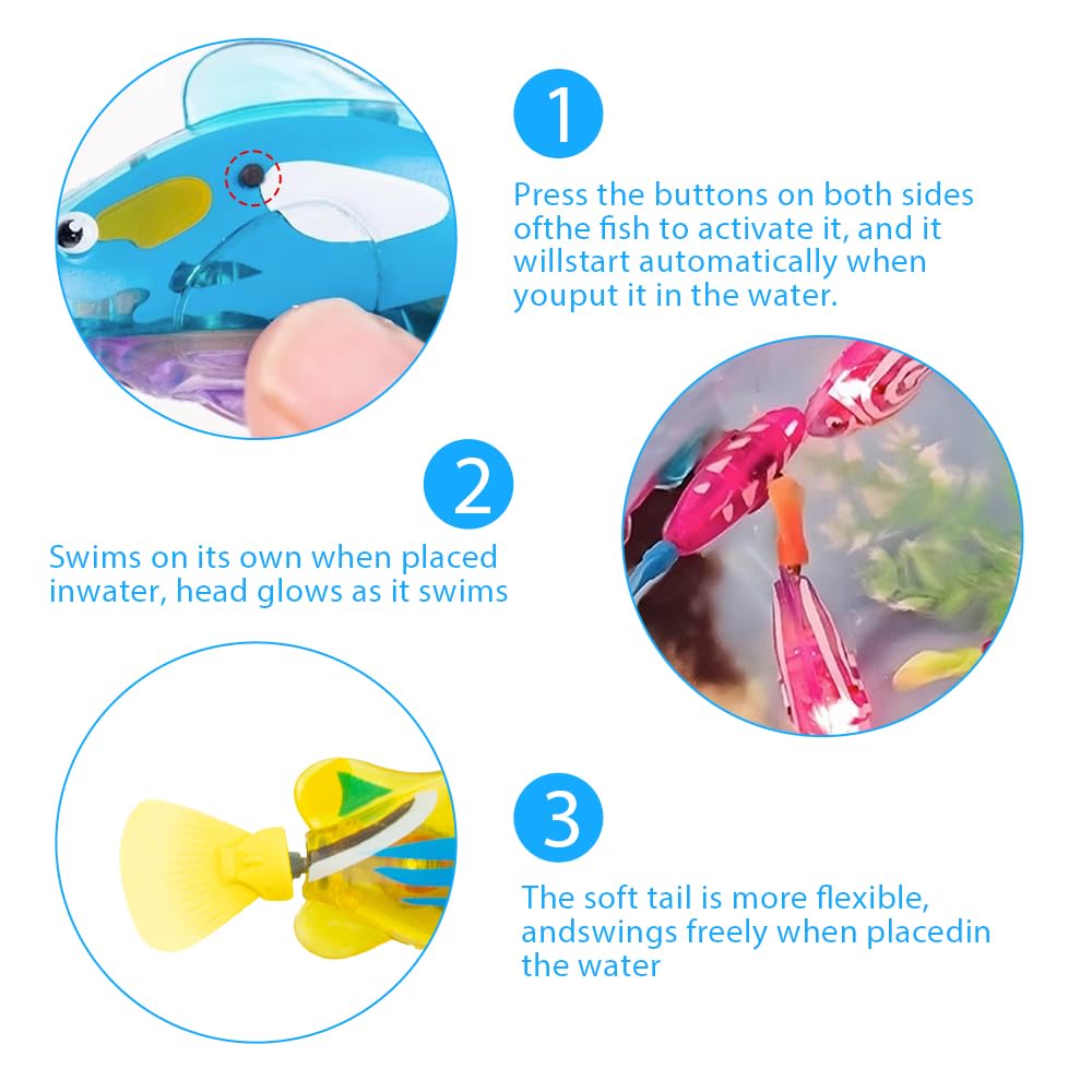Robo Fish 6 Stück - Elektrische Schwimmfische Mit LED-Licht Für Badewanne & Pool