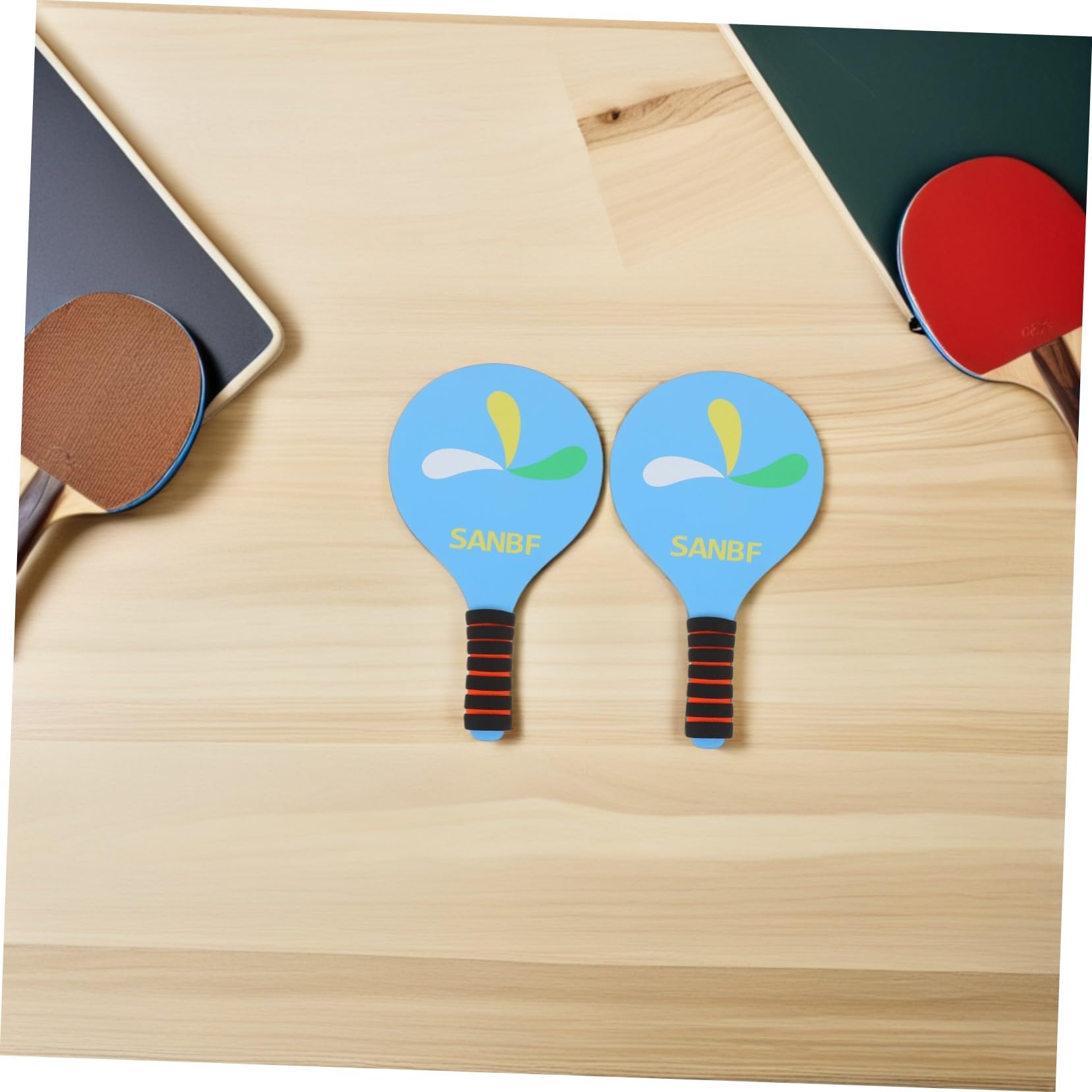 SUPVOX Set di Racchette da Badminton in Legno Volano in Piuma di Anatra Costruzione Rinforzata per Gioco All'aperto Adulti Spiaggia Parco