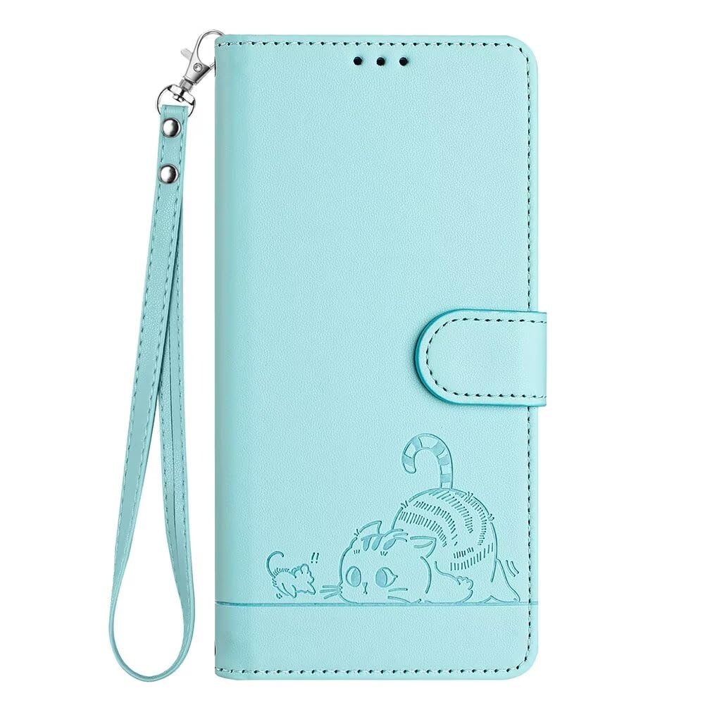 SEAHAI Etui do Motorola Moto G84 5G, uroczy wzór kota, wysokiej jakości skóra PU, portfel, odporne na wstrząsy, z klapką, z podpórką, przegródki na karty kredytowe, blokada RFID, zamknięcie