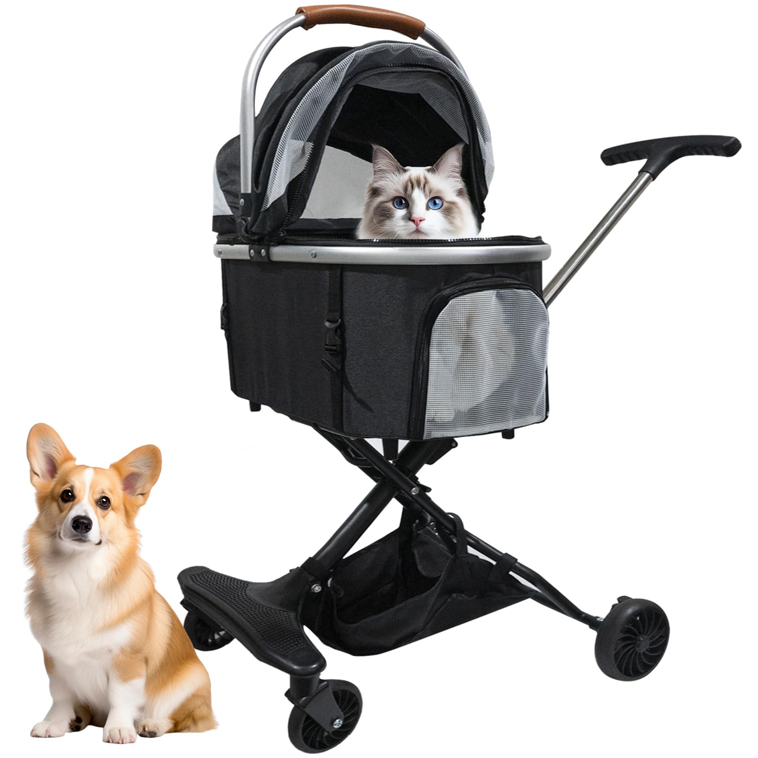 ✅Ebuty ペットカート 軽量型 超コンパクト 組立簡単 犬バギー 猫 自立 Amazon.co.jp: Ebuty ペットカート 分離型 多頭の小型犬&猫 中型犬一匹